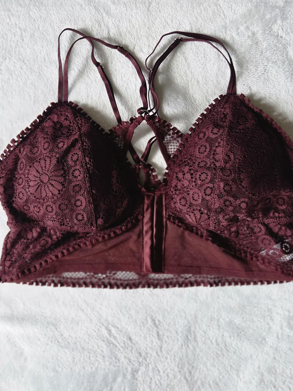 Lace Bralette - Burgundy Floral Lace Women's Bralette Romance New With Tags - Picture 2 of 6